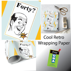 Men's WTF 40th Birthday 🎁 Funny   Wrapping Paper
