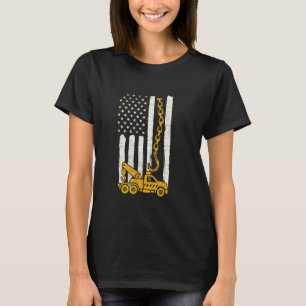Mens Yellow Hook Chain Flag American Usa Tow Truck T-Shirt