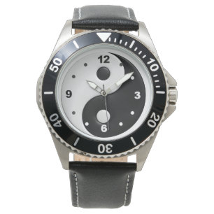 men's yin yang leather watch