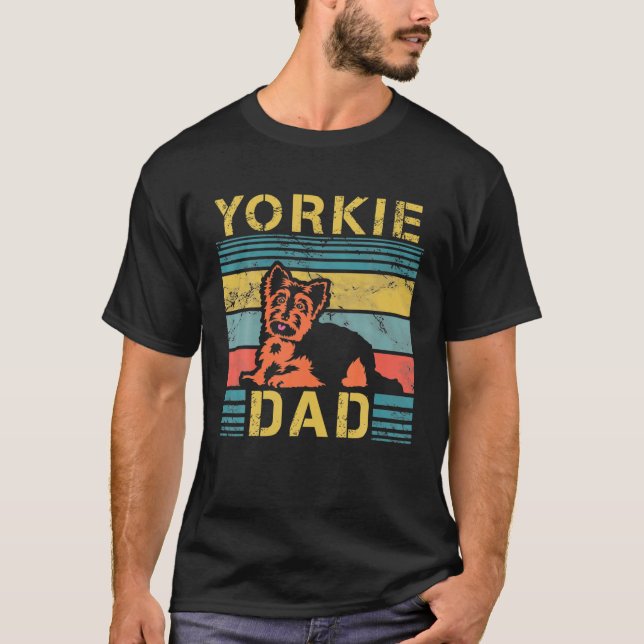 Mens Yorkie Dad Dog Lover Fathers Day Paw Love Bar T-Shirt (Front)