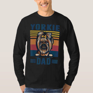 Mens Yorkie Dad Father Retro Yorkie Dog Dad T-Shirt