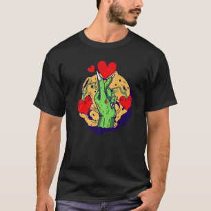 Mens Zombie Hand Heart Sign Costume Halloween T-Shirt