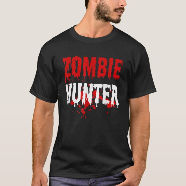 Mens Zombie Hunter Scary Halloween T-Shirt (Front)