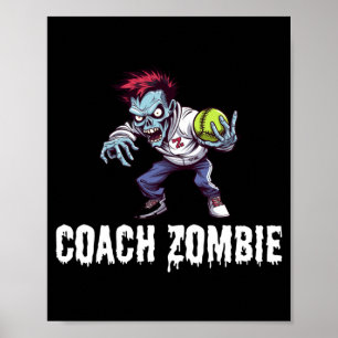 Mens Zombie P E Teacher Coach Halloween Poster