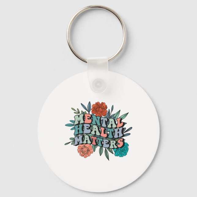 Mental Awareness Mental Health Problems Groovy Flo Key Ring (Front)