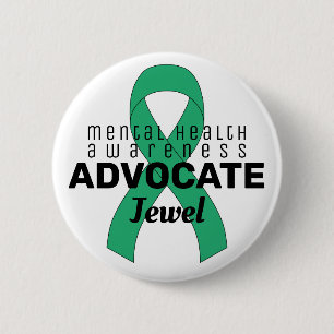 Mental Health Advocate Ribbon White Button