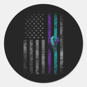 Mental Health American Flag Suicide Awareness 2024 Classic Round Sticker