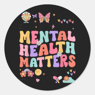 Mental Health Autism Awareness Month Groovy  Classic Round Sticker