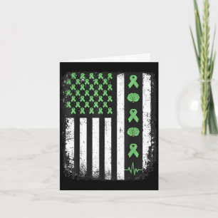 Mental health awareness american flag green ribbon card