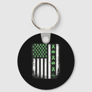 Mental health awareness american flag green ribbon key ring