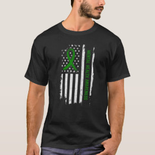 Mental Health Awareness American Flag Green Ribbon T-Shirt