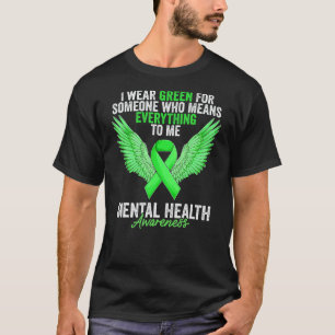 Mental Health Awareness Angel Wings Light Green Ri T-Shirt