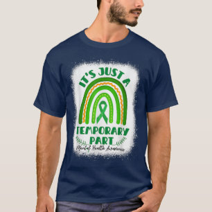 Mental Health Awareness Bleached Green Ribbon Rain T-Shirt