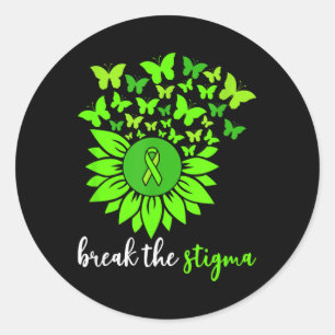 Mental Health Awareness Break The Stigma Butterfly Classic Round Sticker