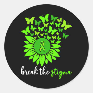 Mental Health Awareness Break The Stigma Butterfly Classic Round Sticker