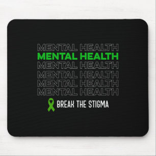 Mental Health Awareness Break The Stigma Ribbon Mouse Pad