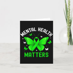 Mental health awareness butterfly ribbon green card