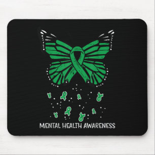 Mental Health Awareness Butterfly Ribbon Women Gir Mouse Pad