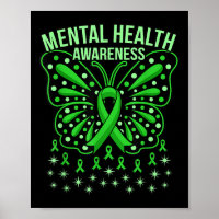 Mental Health Awareness Butterfly Ribbons Supporte