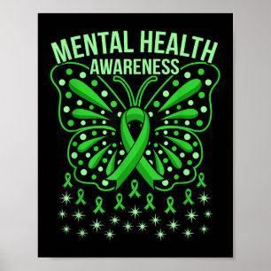 Mental Health Awareness Butterfly Ribbons Supporte Poster