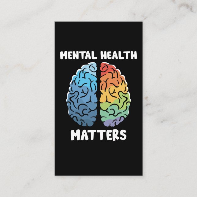 Mental Health Awareness Colourful Brain Cute Business Card (Front)