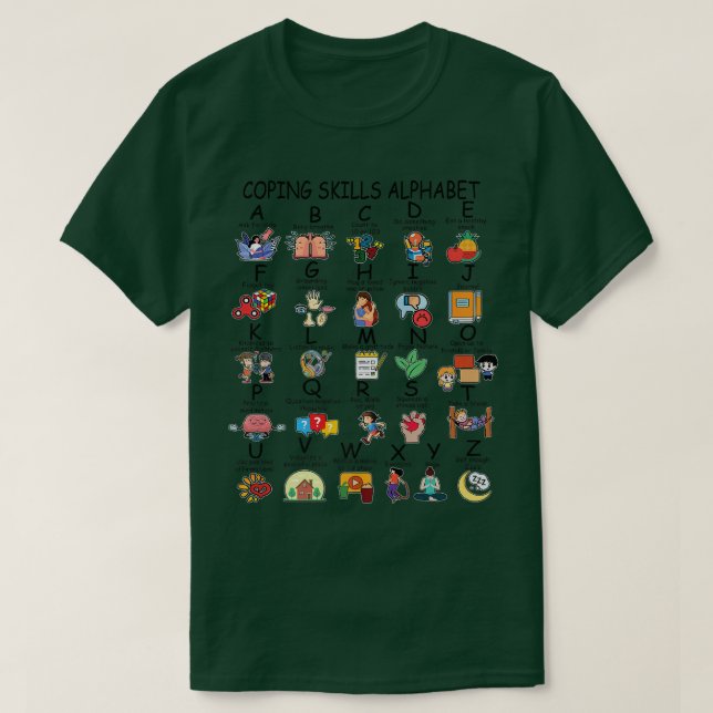 Mental Health Awareness Coping Skills Alphabet Wom T-Shirt (Design Front)