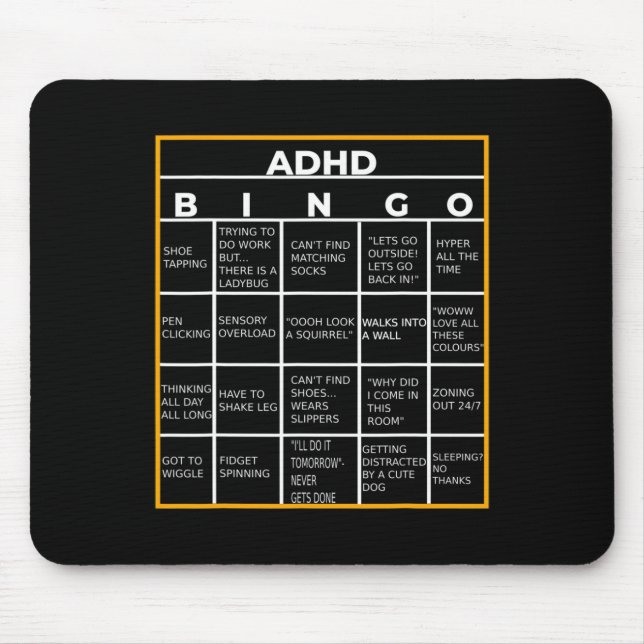 Mental Health Awareness Day Adhd Bingo Fun Gift  Mouse Pad (Front)