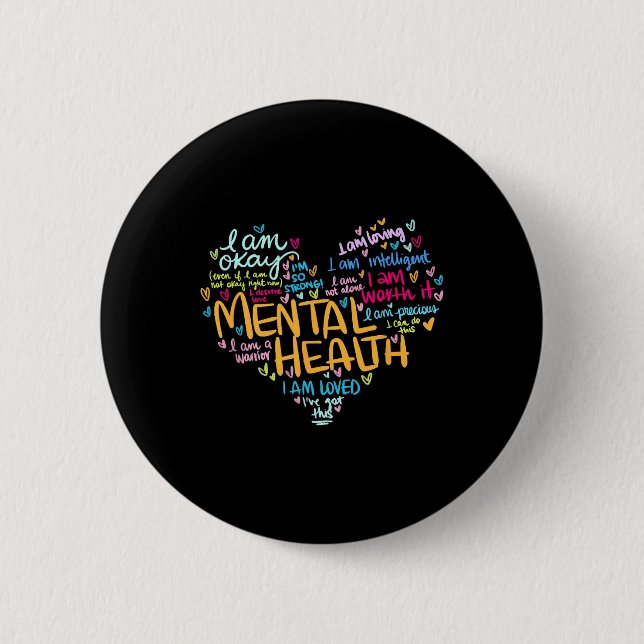Mental Health Awareness Depression Pullover Heart  6 Cm Round Badge (Front)