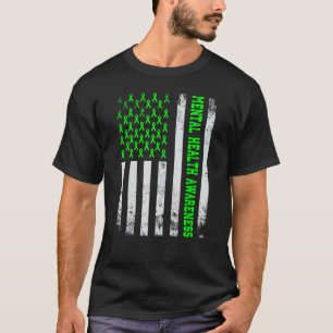 Mental Health Awareness Distressed American Flag R T-Shirt