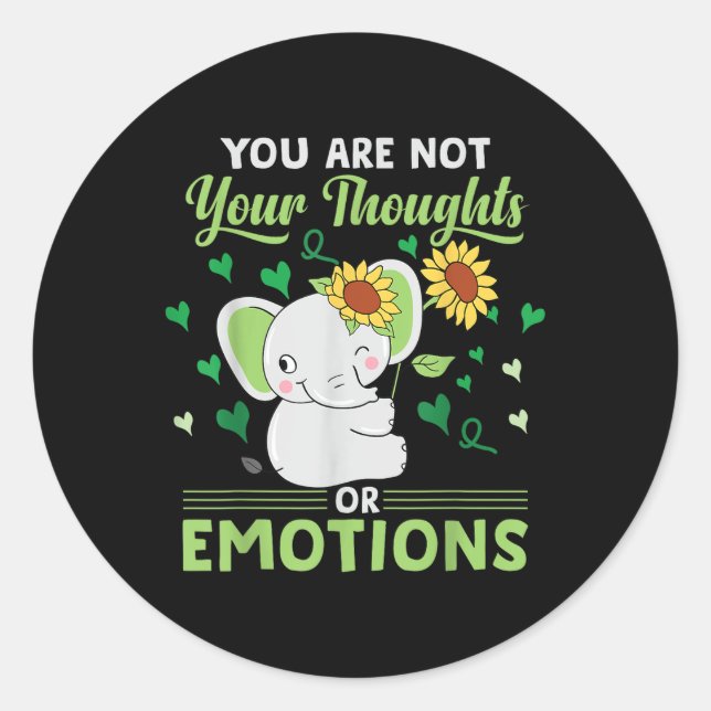 Mental Health Awareness Elephant  Classic Round Sticker (Front)