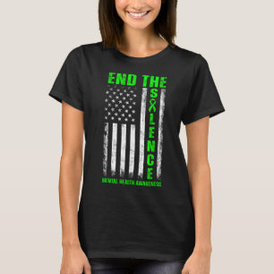 Mental Health Awareness End The Silence Green Us F T-Shirt