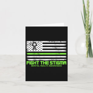 Mental Health Awareness Fight The Stigma Green Rib Card