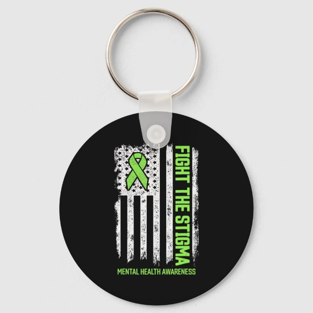 Mental Health Awareness  Fight The Stigma Mental H Key Ring (Front)