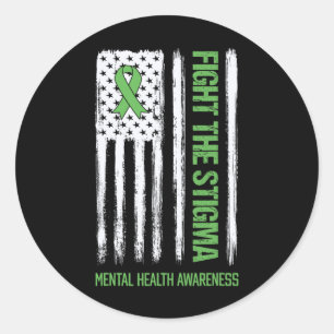 Mental Health Awareness Fight The Stigma Mental He Classic Round Sticker