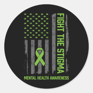 Mental Health Awareness Fight The Stigma Mental He Classic Round Sticker