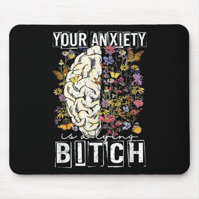 Mental Health Awareness Floral Brain  Mouse Pad (Front)