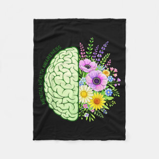 Mental Health Awareness Floral Kindness Support Fleece Blanket