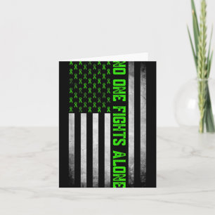 Mental Health Awareness Green Ribbon American Flag Card