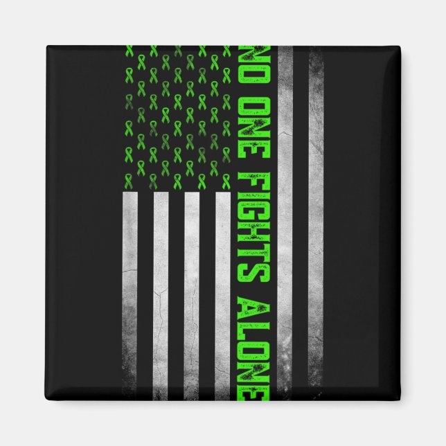 Mental Health Awareness Green Ribbon American Flag Magnet (Front)