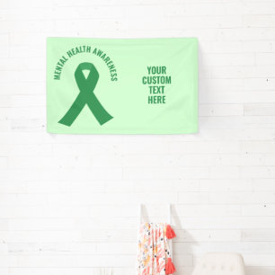 Mental Health Awareness Green Ribbon Banner