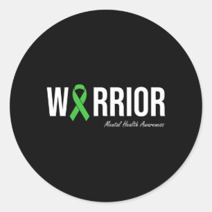 Mental Health Awareness Green Ribbon Classic Round Sticker