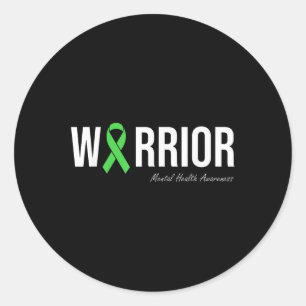 Mental Health Awareness Green Ribbon  Classic Round Sticker
