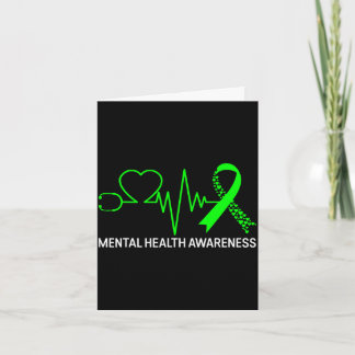 Mental health awareness green ribbon health greenM Card