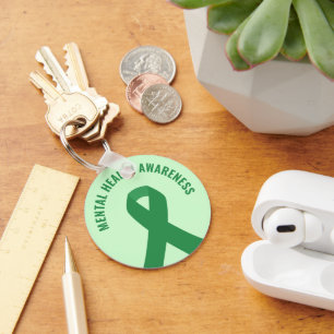 Mental Health Awareness Green Ribbon Key Ring