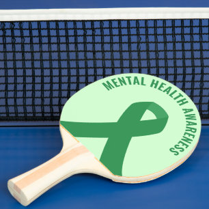 Mental Health Awareness Green Ribbon Ping Pong Paddle