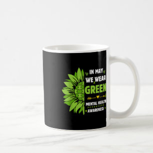 Mental Health Awareness Green Ribbon Sunflower Coffee Mug