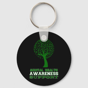 Mental Health Awareness Green Ribbon Support Key Ring
