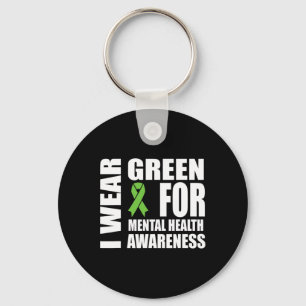 Mental Health Awareness Green Ribbon Support  Key Ring