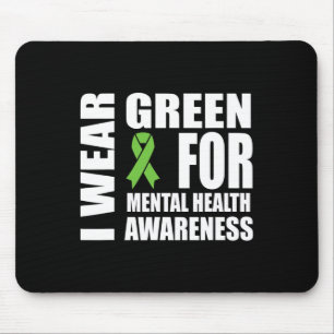 Mental Health Awareness Green Ribbon Support Mouse Pad