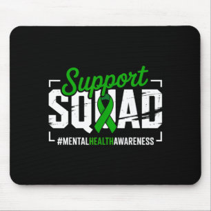 Mental health awareness green ribbon support squad mouse pad